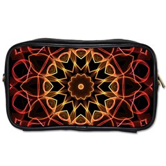 Yellow And Red Mandala Travel Toiletry Bag (one Side) by Zandiepants