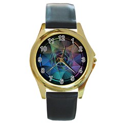 Pi Visualized Round Leather Watch (gold Rim) 