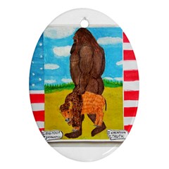 Big Foot,bison U,s,a, Flag Oval Ornament by creationtruth