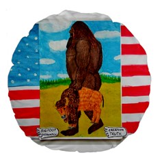 Big Foot,bison U,s,a, Flag 18  Premium Round Cushion  by creationtruth