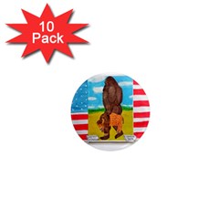 Big Foot,bison U,s,a, Flag 1  Mini Button Magnet (10 Pack) by creationtruth