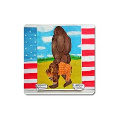 Big Foot,bison U,s,a, Flag Magnet (square) by creationtruth
