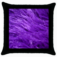 Purple Tresses Black Throw Pillow Case by FunWithFibro