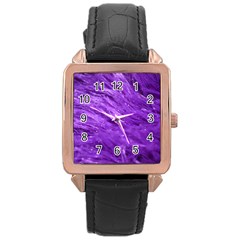 Purple Tresses Rose Gold Leather Watch  by FunWithFibro