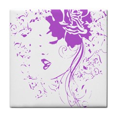 Purple Woman Of Chronic Pain Ceramic Tile