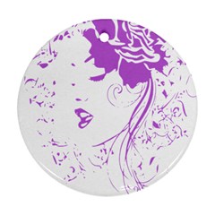 Purple Woman Of Chronic Pain Round Ornament by FunWithFibro