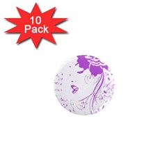 Purple Woman Of Chronic Pain 1  Mini Button Magnet (10 Pack)