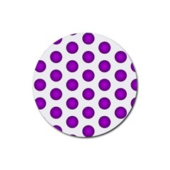 Purple And White Polka Dots Drink Coasters 4 Pack (round) by Colorfulart23