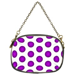 Purple And White Polka Dots Chain Purse (one Side) by Colorfulart23