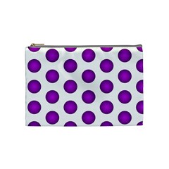 Purple And White Polka Dots Cosmetic Bag (medium) by Colorfulart23