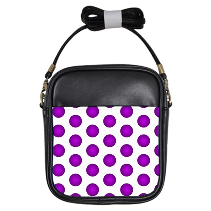 Purple And White Polka Dots Girl s Sling Bag