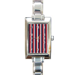 Patriot Stripes Rectangular Italian Charm Watch