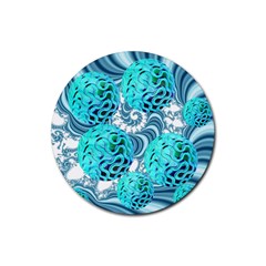 Teal Sea Forest, Abstract Underwater Ocean Drink Coasters 4 Pack (round) by DianeClancy