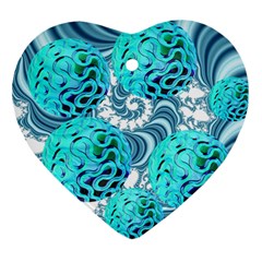 Teal Sea Forest, Abstract Underwater Ocean Heart Ornament (two Sides) by DianeClancy