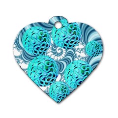 Teal Sea Forest, Abstract Underwater Ocean Dog Tag Heart (one Sided)  by DianeClancy