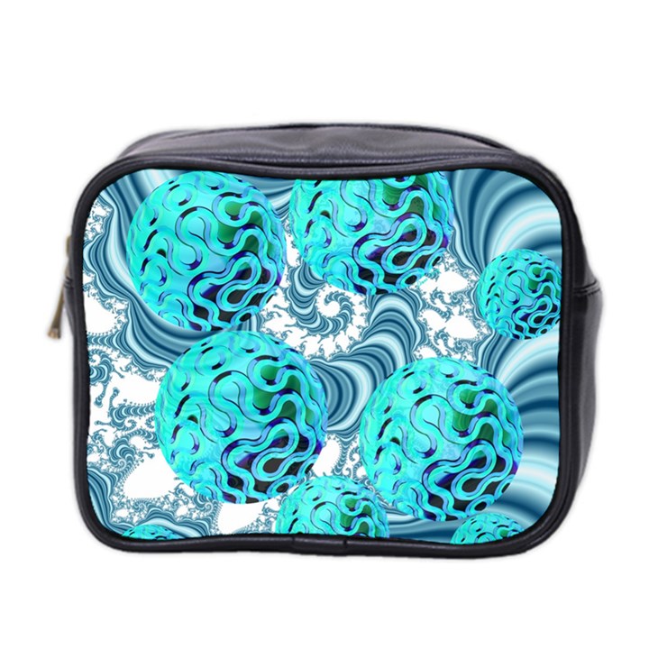 Teal Sea Forest, Abstract Underwater Ocean Mini Travel Toiletry Bag (Two Sides)