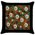 Flowers Black Throw Pillow Case Front