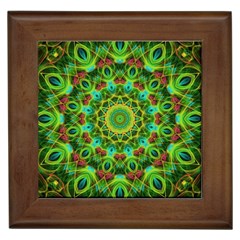 Peacock Feathers Mandala Framed Ceramic Tile by Zandiepants