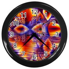 Winter Crystal Palace, Abstract Cosmic Dream Wall Clock (black) by DianeClancy