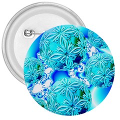 Blue Ice Crystals, Abstract Aqua Azure Cyan 3  Button by DianeClancy