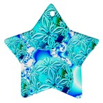 Blue Ice Crystals, Abstract Aqua Azure Cyan Ornament (Star) Front