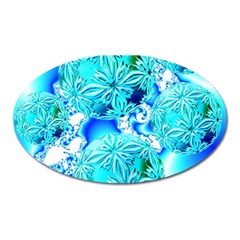 Blue Ice Crystals, Abstract Aqua Azure Cyan Magnet (oval) by DianeClancy