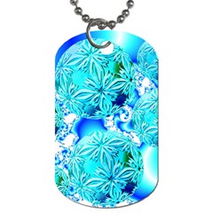 Blue Ice Crystals, Abstract Aqua Azure Cyan Dog Tag (one Side) by DianeClancy