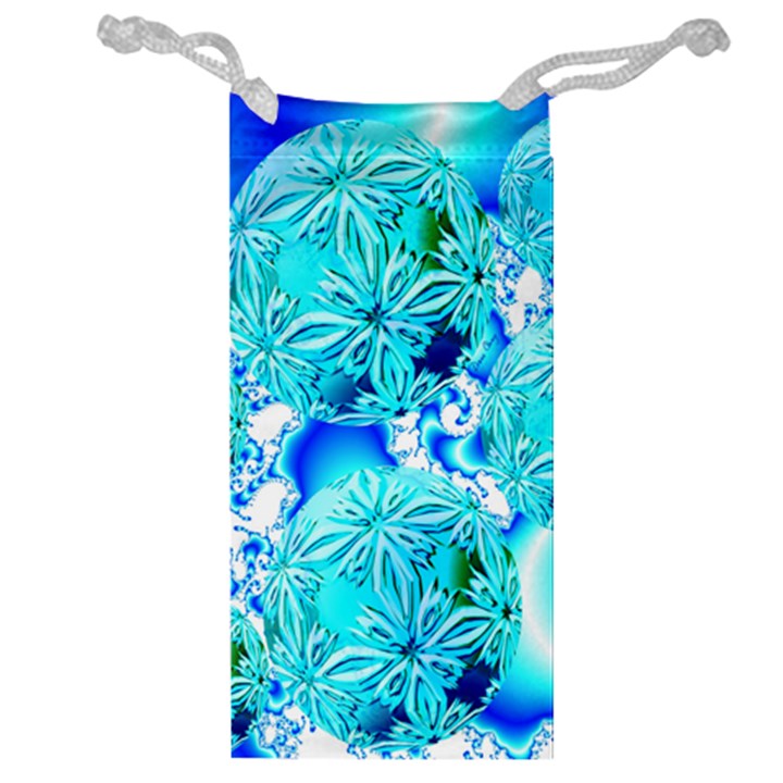 Blue Ice Crystals, Abstract Aqua Azure Cyan Jewelry Bag