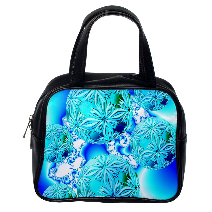 Blue Ice Crystals, Abstract Aqua Azure Cyan Classic Handbag (One Side)