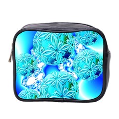 Blue Ice Crystals, Abstract Aqua Azure Cyan Mini Toiletries Bag (two Sides) by DianeClancy