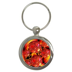  Flame Delights, Abstract Red Orange Key Chain (round)
