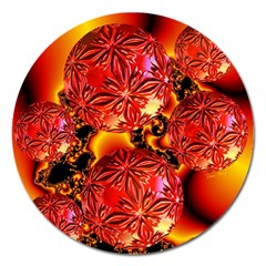  Flame Delights, Abstract Red Orange Magnet 5  (round) by DianeClancy