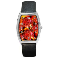  Flame Delights, Abstract Red Orange Tonneau Leather Watch by DianeClancy