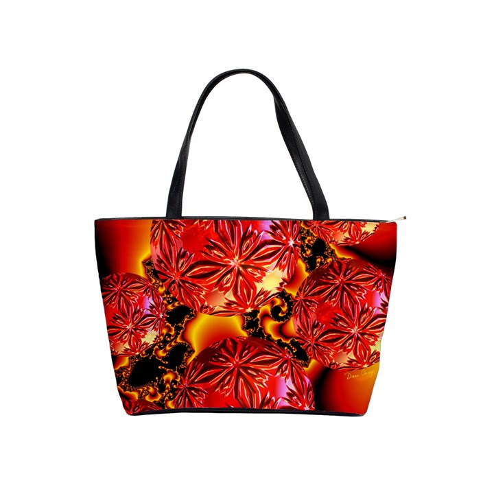  Flame Delights, Abstract Red Orange Large Shoulder Bag