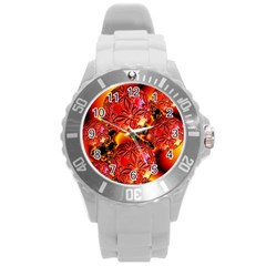  Flame Delights, Abstract Red Orange Plastic Sport Watch (large) by DianeClancy