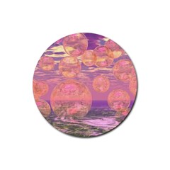 Glorious Skies, Abstract Pink And Yellow Dream Drink Coaster (round) by DianeClancy