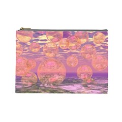 Glorious Skies, Abstract Pink And Yellow Dream Cosmetic Bag (large) by DianeClancy