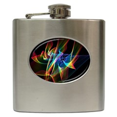 Aurora Ribbons, Abstract Rainbow Veils  Hip Flask by DianeClancy