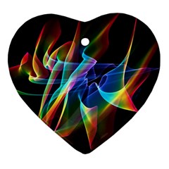 Aurora Ribbons, Abstract Rainbow Veils  Heart Ornament (two Sides) by DianeClancy