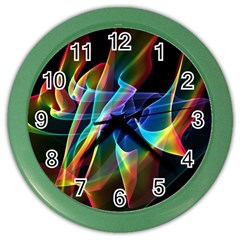 Aurora Ribbons, Abstract Rainbow Veils  Wall Clock (color) by DianeClancy