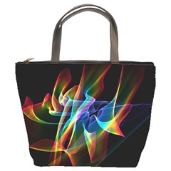 Aurora Ribbons, Abstract Rainbow Veils  Bucket Handbag