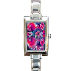 Cosmic Heart Of Fire, Abstract Crystal Palace Rectangular Italian Charm Watch