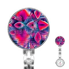 Cosmic Heart Of Fire, Abstract Crystal Palace Stainless Steel Nurses Watch by DianeClancy