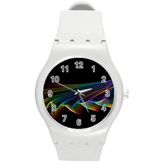  Flowing Fabric Of Rainbow Light, Abstract  Plastic Sport Watch (medium) by DianeClancy