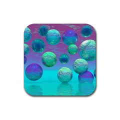 Ocean Dreams, Abstract Aqua Violet Ocean Fantasy Drink Coaster (square) by DianeClancy