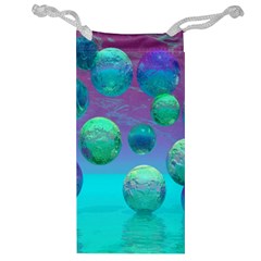 Ocean Dreams, Abstract Aqua Violet Ocean Fantasy Jewelry Bag