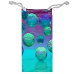 Ocean Dreams, Abstract Aqua Violet Ocean Fantasy Jewelry Bag Front