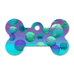 Ocean Dreams, Abstract Aqua Violet Ocean Fantasy Dog Tag Bone (two Sided) by DianeClancy