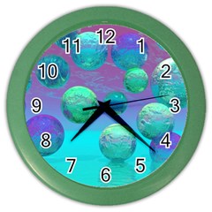 Ocean Dreams, Abstract Aqua Violet Ocean Fantasy Wall Clock (color) by DianeClancy