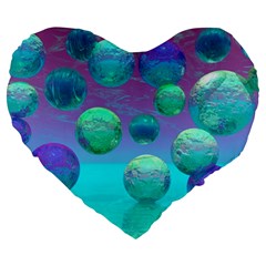 Ocean Dreams, Abstract Aqua Violet Ocean Fantasy 19  Premium Heart Shape Cushion by DianeClancy